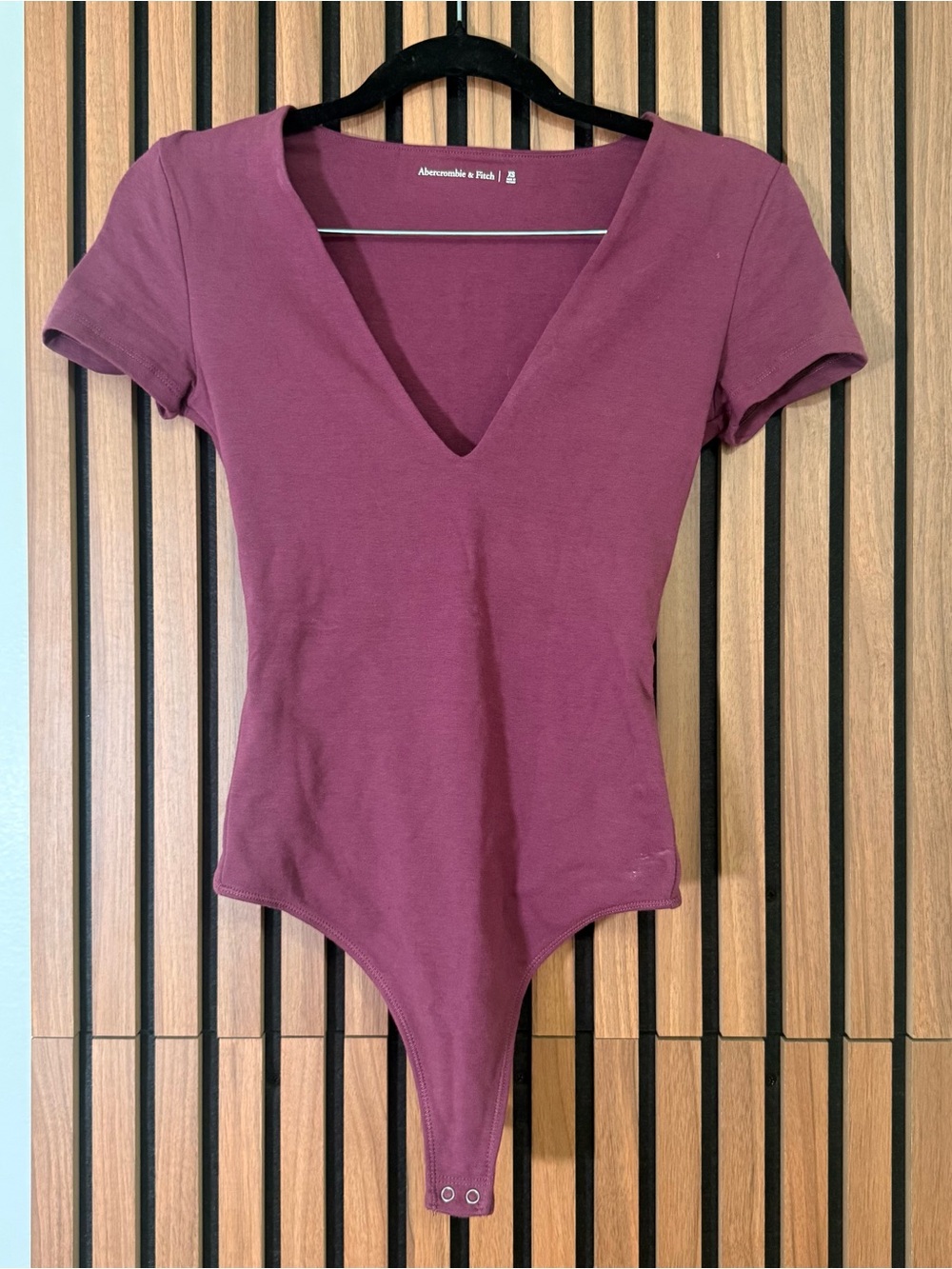 Abercrombie & Fitch Plum V-Neck Short Sleeve Bodysuit XS